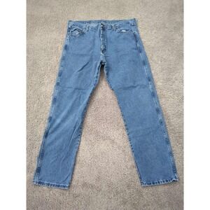 Wrangler Jeans Mens 42x34 Blue Denim 100% Cotton Rugged Wear Made in Mexico